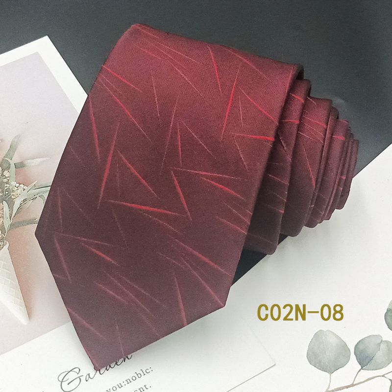 Red Tie Men's Formal Wedding Dinner High Count High Density Jacquard Yarn Dyed Men's Tie 8 Cm_voghion.com