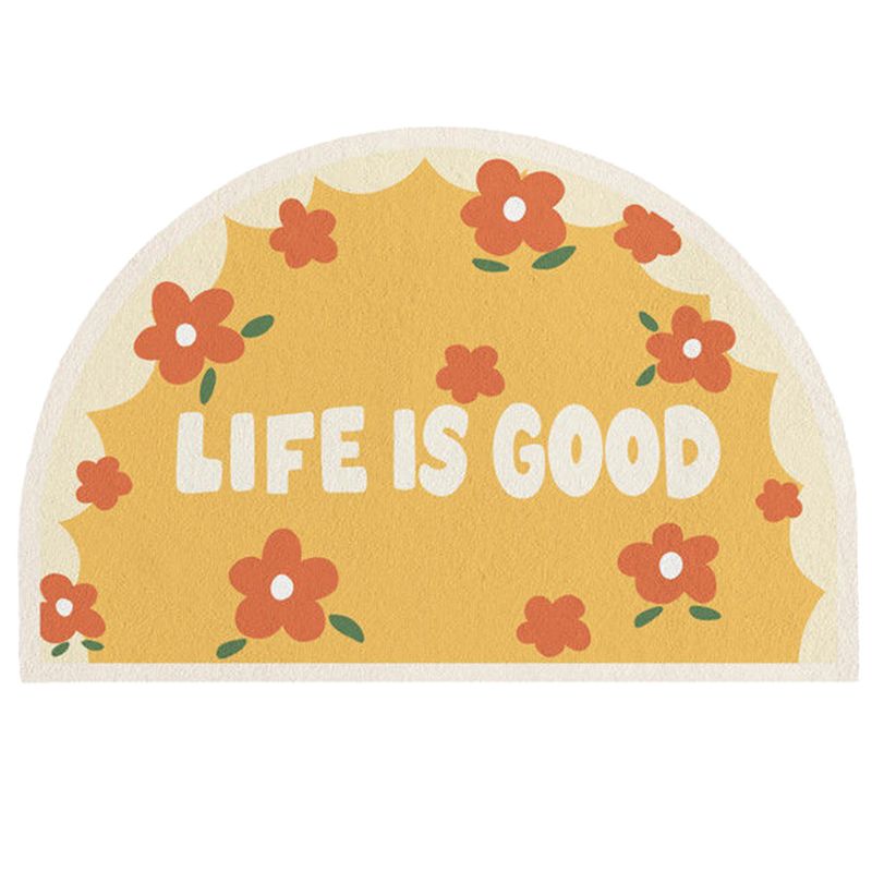 Sijiali Door Mat Flower Letter Pattern Slip-Resistant Imitated Cashmere Semi Circle Floor Cushion Home Decor_voghion.com