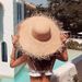 Summer INS Vacation Style Raffia Straw For Women, Wide Brim Sunshade Sun Protection Frayed Edge Elegant Beach Hat_voghion.com