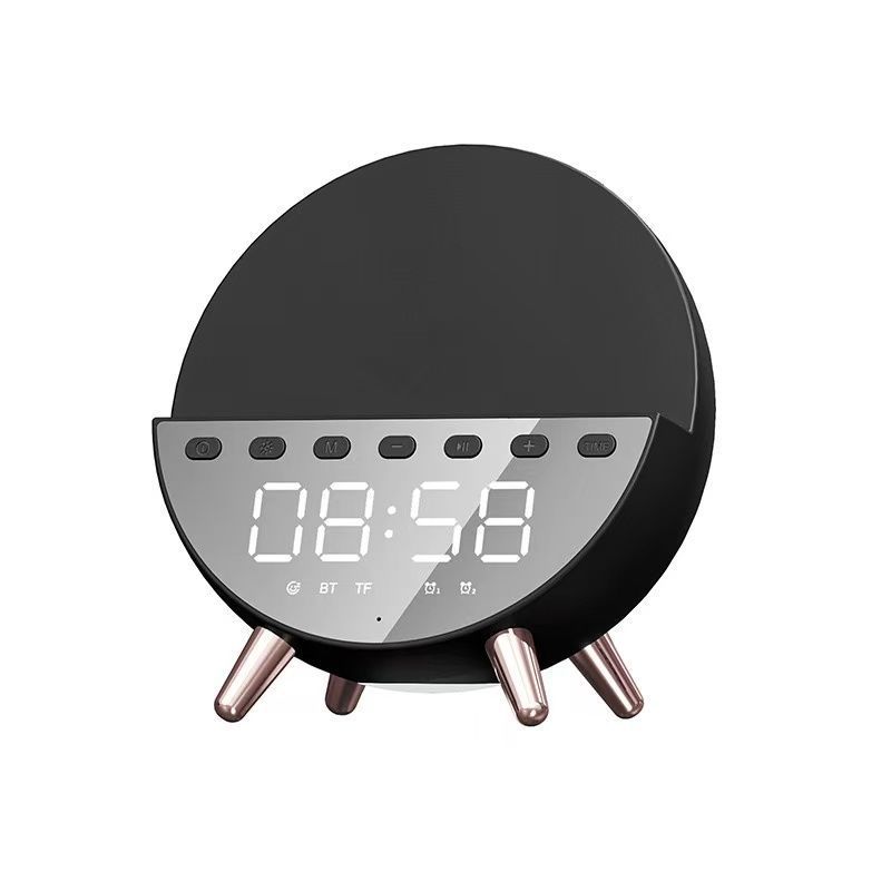 New Multi-Functional 5-In-1 Charger Creative Bluetooth Night Light Wireless Charging Alarm Clock Speaker_voghion.com