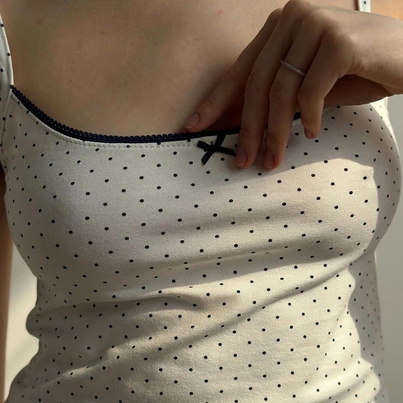 Women's Sexy Sleeveless Summer Sleepwear Short Nightdress - Soft Breathable Polyester Blend Flattering Dot Print Comfortable Loungewear For Home_voghion.com