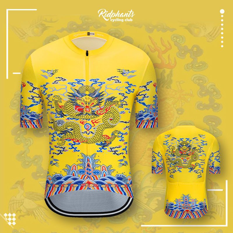 Maillot de cyclisme d'été à manches courtes, style Dragon Robe, respirant, séchage rapide, en soie de lait, unisexe, pour vélo de route_voghion.com