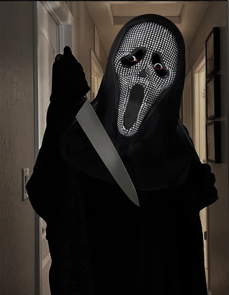 2024. gada jauni Helovīna produkti ar Diamond Scream Ghost sejas masku COS grima balles kostīmu aksesuāriem_voghion.com
