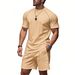 Men's Summer Loose Casual Sports Simple Quick-Dry Raglan Short Sleeve Shorts 2-Piece Set_voghion.com