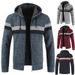 Men's New Plush and Thick Hooded Cardigan with Color Blocking Sweater and Youth Jacket_voghion.com