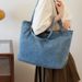 Denim Bag Women's Shoulder Bag Large Capacity Solid Color Washed Denim Bag Student Commuter Shoulder Bag Female Art Casual Handbag_voghion.com
