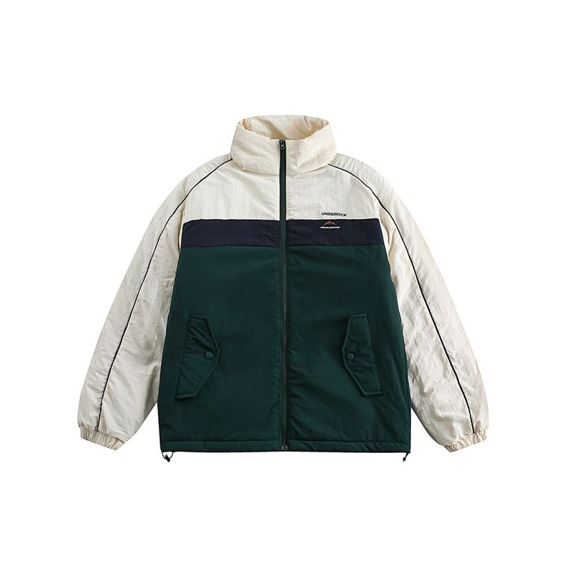 YANSANXIA College Style Splicing Stand up Collar for Men and Women Loose Winter Cotton Jacket Student Coat M911_voghion.com