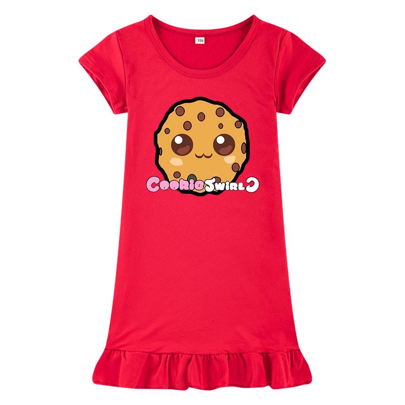 Çocuklar İçin Çok Satan Desen COOKIE SWIRLC Kız Buz İpek Uyku Elbisesi M011_voghion.com
