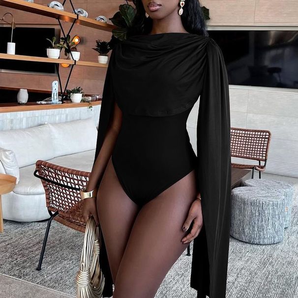 Wom's Clothing 2025 Spring New Solid Color Pocket Collar Symmetrical Ribbon Design Tight High-Waisted Jumpsuit For_voghion.com