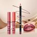 Lip Gloss Lipstick Set Pearlescent Lip Gloss Matte Waterproof Non Stick Lip Glaze Lip Liner_voghion.com