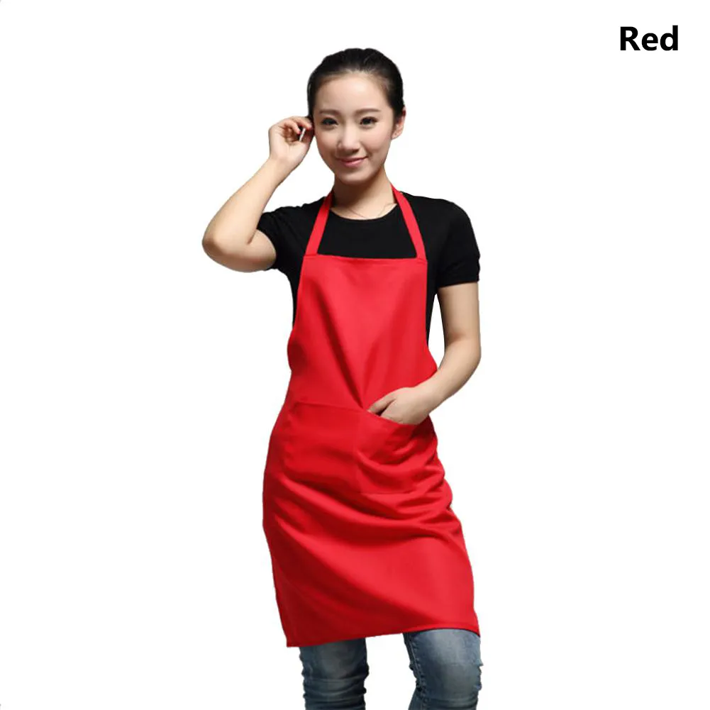 Tablier de cuisine en toile de couleur pure, unisexe, pour femme et homme, pour chef, serveur, café, boutique, barbecue, coiffeur, 10 couleurs_voghion.com