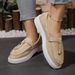 Round Toe Thick Sole Solid Color Casual Shoes Tassel New Style Shallow Mouth Elegant European And American Slip-On_voghion.com
