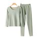 Silk seamless thermal underwear women's autumn clothes and pants with thick velvet round neck winter base two-piece set_voghion.com