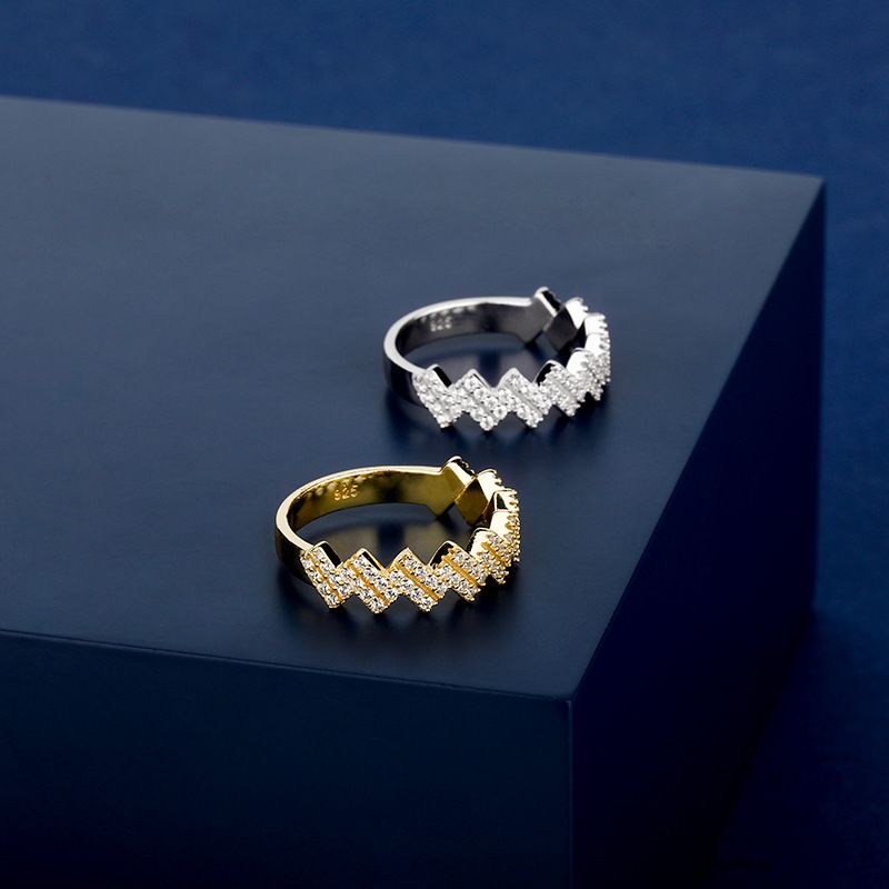 INS Hip-Hop Silver Rhombus Cuban Chain Full Zircon Ring Unisex Personality Trendy Fashion Accessory_voghion.com