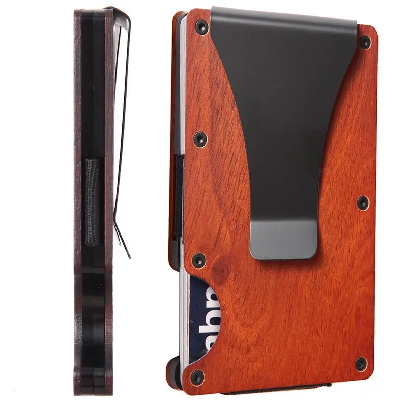 Venta directa de fábrica, tarjetero de madera con vetas, tarjetero de crédito, tarjetero de madera RFID antirrobo, tarjetero, caja para tarjetas bancarias_voghion.com