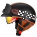 3C Certified Vintage Motorcycle Half Helmet – Retro Japanese-Style Cruiser ABS Shell With Interchangeable Lenses (Black/Brown Leather Look)_voghion.com