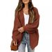 Women's Chunky Knit Cardigan With Lantern Sleeves & Pockets - Oversized V-Neck Open Front Sweater Coat For Fall Winter_voghion.com