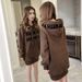 Women's sweatshirt hooded Korean version 2023 autumn and winter new style mid-length plus velvet loose jacket student tops trendy_voghion.com