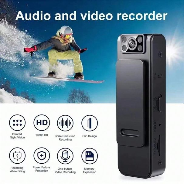 HD Digital Eingebautes Mikrofon Mini-Körperkamera 130 Grad Weitwinkel Sport DV Auto DVR mit Clip Separate Aufnahme_voghion.com