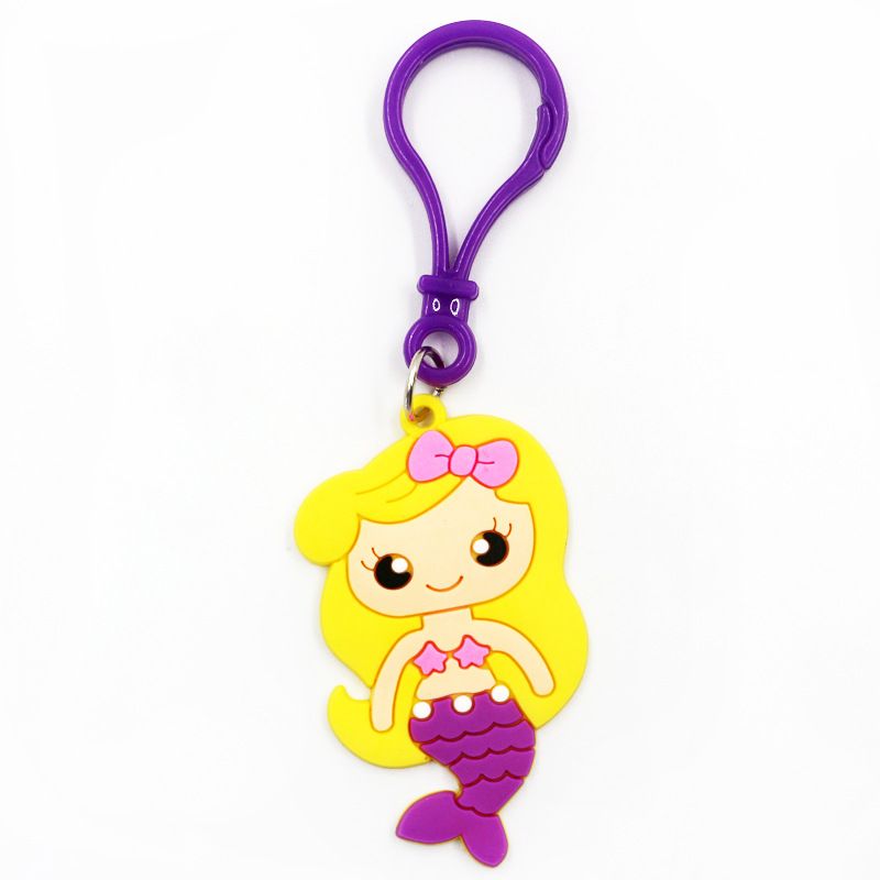 Portachiavi a forma di sirena con cartone animato, in PVC morbido, con colla, accessori per auto, ciondolo per bagaglio, piccolo regalo_voghion.com