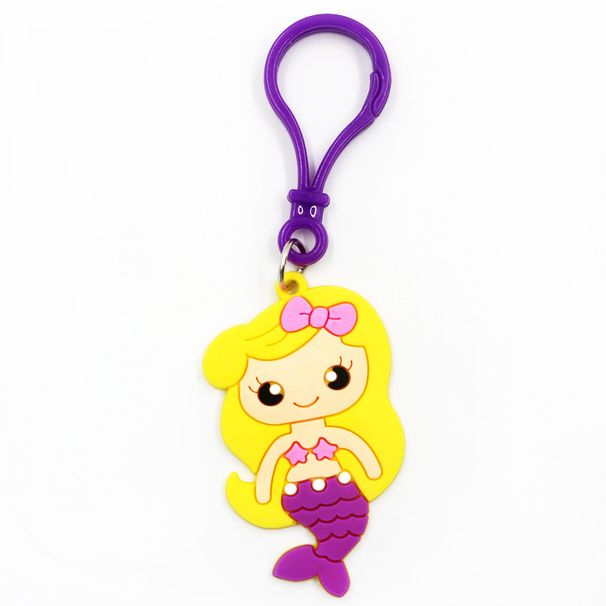Portachiavi a forma di sirena con cartone animato, in PVC morbido, con colla, accessori per auto, ciondolo per bagaglio, piccolo regalo_voghion.com