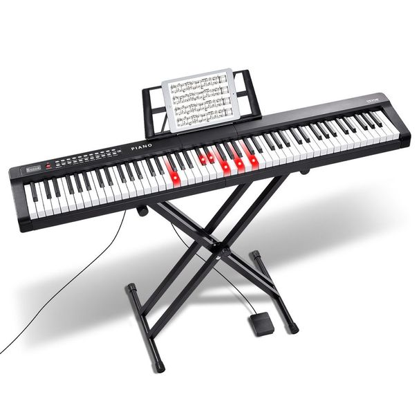 VEVOR 88 Key Digital Piano Keyboard Semi Weighted Electric Portable With Stand_voghion.com