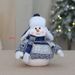 Christmas Snowman Plush Doll – Festive Tabletop Decor For Home, Gift & Store Display (Cartoon Style, Soft Fabric, Blue Checkered Hat, 3 Sizes)_voghion.com