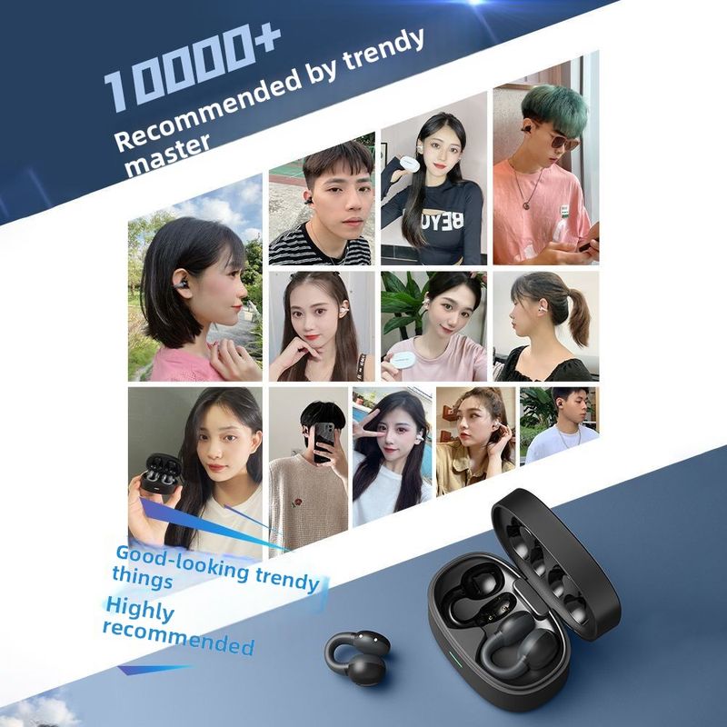 Knochenleitung Nicht-In-Ear-Bluetooth-Kopfhörer Drahtloser Ohrclip High-End Unsichtbare Geräuschunterdrückung Kompatibel mit_voghion.com