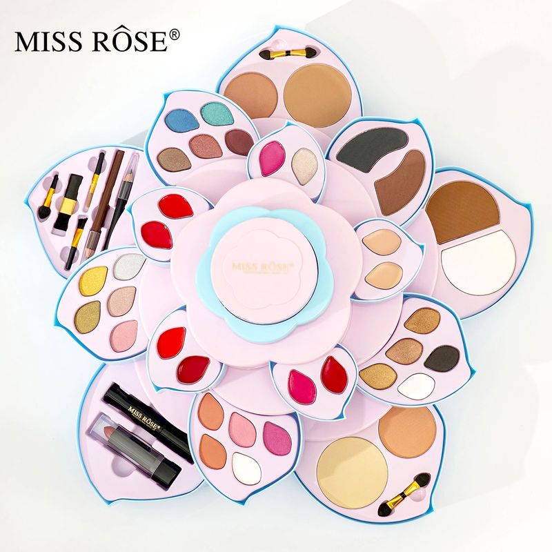 Coffret de maquillage pour fards à paupières, poudre, fard à paupières, blush, ensemble complet, maquilleur rotatif, assiette en fleur de prunier, coffret de maquillage_voghion.com