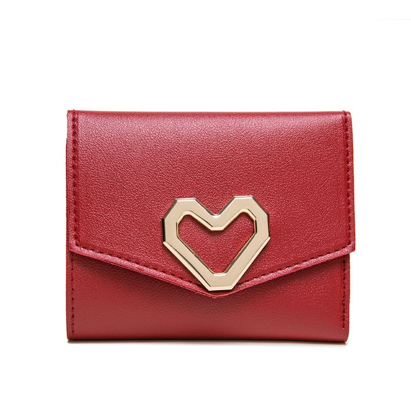 Portafoglio da donna a forma di cuore - Portafoglio compatto e corto con scomparti per carte (piccola borsa a tracolla carina ed economica)_voghion.com