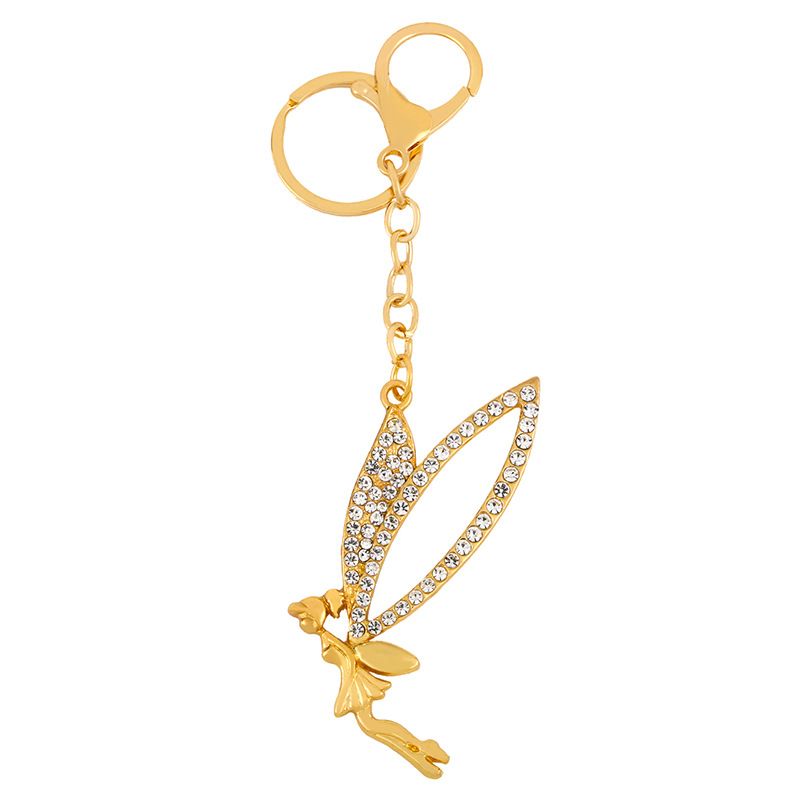 Porte-clés en métal incrusté de diamants, style elfe et papillon, version coréenne, créatif et tendance, Kca08_voghion.com