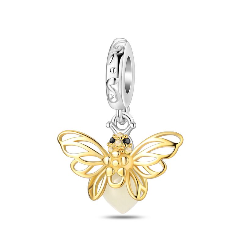 Gioielli da donna, ciondolo luminoso a forma di lucciola, accessori per gioielli fai da te, bracciale in rame bianco placcato in argento 925_voghion.com