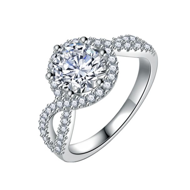 Classic Six-Prong Double Row Micro-Paved Zircon Twist Arm Full Diamond Engagement Wedding Ring_voghion.com