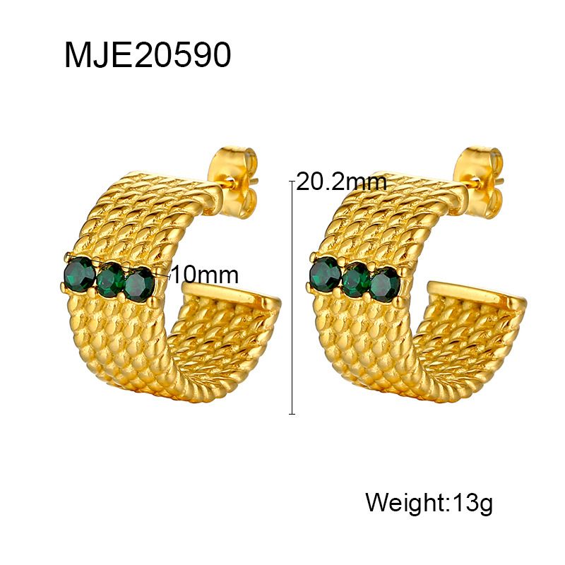 Orecchini pendenti in acciaio inossidabile con treccia intrecciata e diamanti color oro, design geometrico retrò francese, per donna_voghion.com