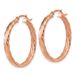 14K Rose Gold Large 3mm Patterned Hoop Earrings_voghion.com