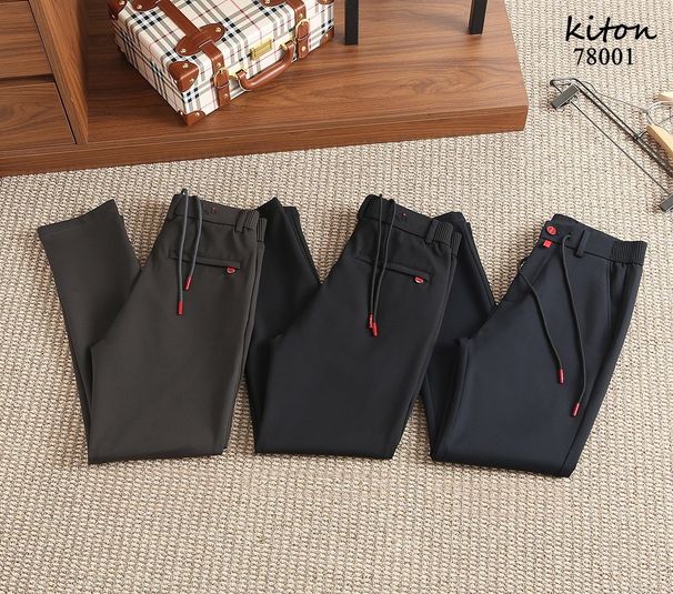 High Elasticity Graphene Thermal Men's KIT Autumn Winter European Brand Drawstring Casual Trousers Light Luxury Solid_voghion.com