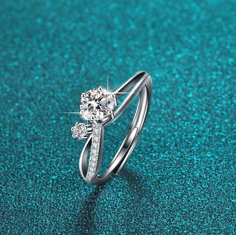 XYL New S Women's Proposal Couple 50 Points Simulation Diamond Mosang Stone Wedding Six Claw Ring_voghion.com