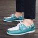 Suitable For All Seasons Spring And Autumn Breathable Sneakers For Men, Trendy Versatile Flat Leather White Sailboat Shoes, Men's Casual Shoes_voghion.com