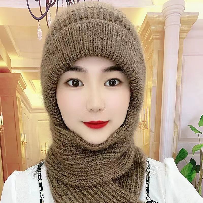 Hats, women's autumn and winter scarves, integrated squirrel snow hats with velvet yarn ear protection knitted hats,_voghion.com