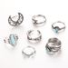Neu Bohemian Türkis Mond Feder Schlange Set von 7 Ringe_voghion.com