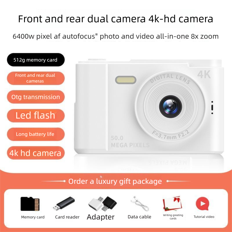 Cámara digital CCD de doble cámara de 100 megapíxeles para estudiantes universitarios, nivel básico, cámara portátil con tarjeta de carga_voghion.com