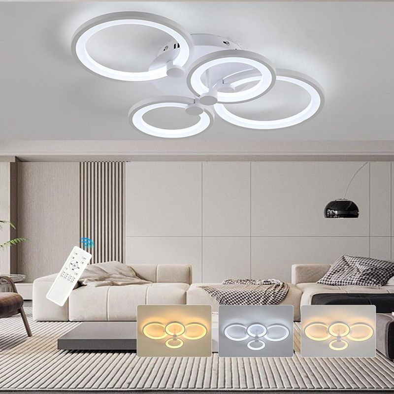 Moderne Deckenleuchte mit Unterputzmontage, 42 W, dimmbare LED-Lampe für Wohnzimmer, Schlafzimmer, Küche, Schlafzimmer, Deckenleuchten, 3000–6000 K, Weiß_voghion.com