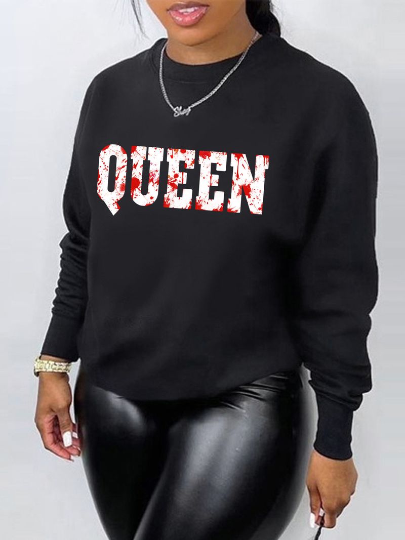 Damen Langarm bedruckter dicker Kapuzenpullover Sexy lässiger Kapuzenpullover_voghion.com