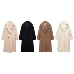 Women's Double-Breasted Fleece-Lined Thick Warm Coat Wool Blend Overcoat For Winter – Khaki, Black, Brown, Beige – Xs/S/M/L