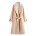 Damen-Trenchcoat aus Wollmischung mit Gürtel – Eleganter, locker sitzender Langmantel für Büro und Freizeit (XS/S/M/L, Schwarz/Hellbraun/Grau/Beige)_voghion.com
