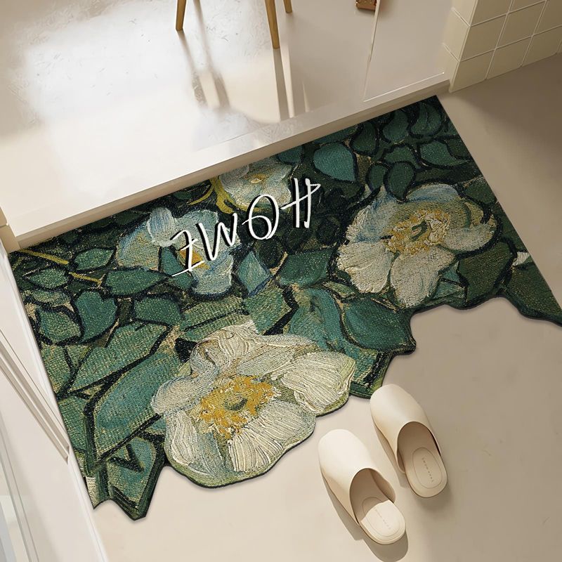 Tapete de entrada antiderrapante para piso absorvente de banheiro, tapete pequeno em formato de flor, capacho para chuveiro de banheiro_voghion.com