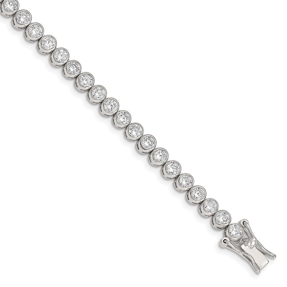Sterling Silver Rhodium-plated CZ 7 Inch Tennis Bracelet_voghion.com
