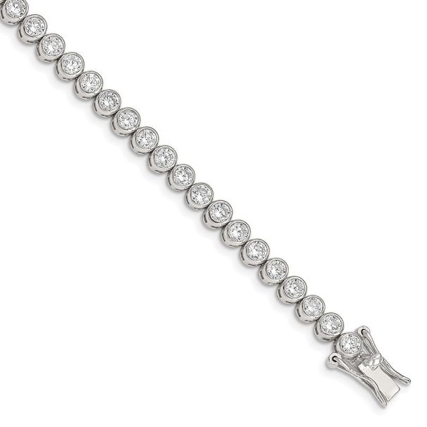 Sterling Silver Rhodium-plated CZ 7 Inch Tennis Bracelet_voghion.com