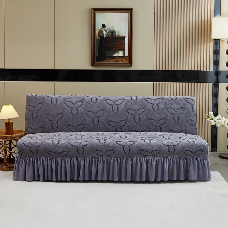Thickened Armless Sofa Cover - Full Elastic Wrap For 160-220cm Couches, Foldable Dustproof Design, Breathable Polyester Fabric_voghion.com