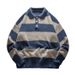 Herren-Retro-Strickpullover mit halbem Reißverschluss – Pullover mit Streifen und kontrastierendem Kragen, lässige Loungewear für Herbst und Winter_voghion.com